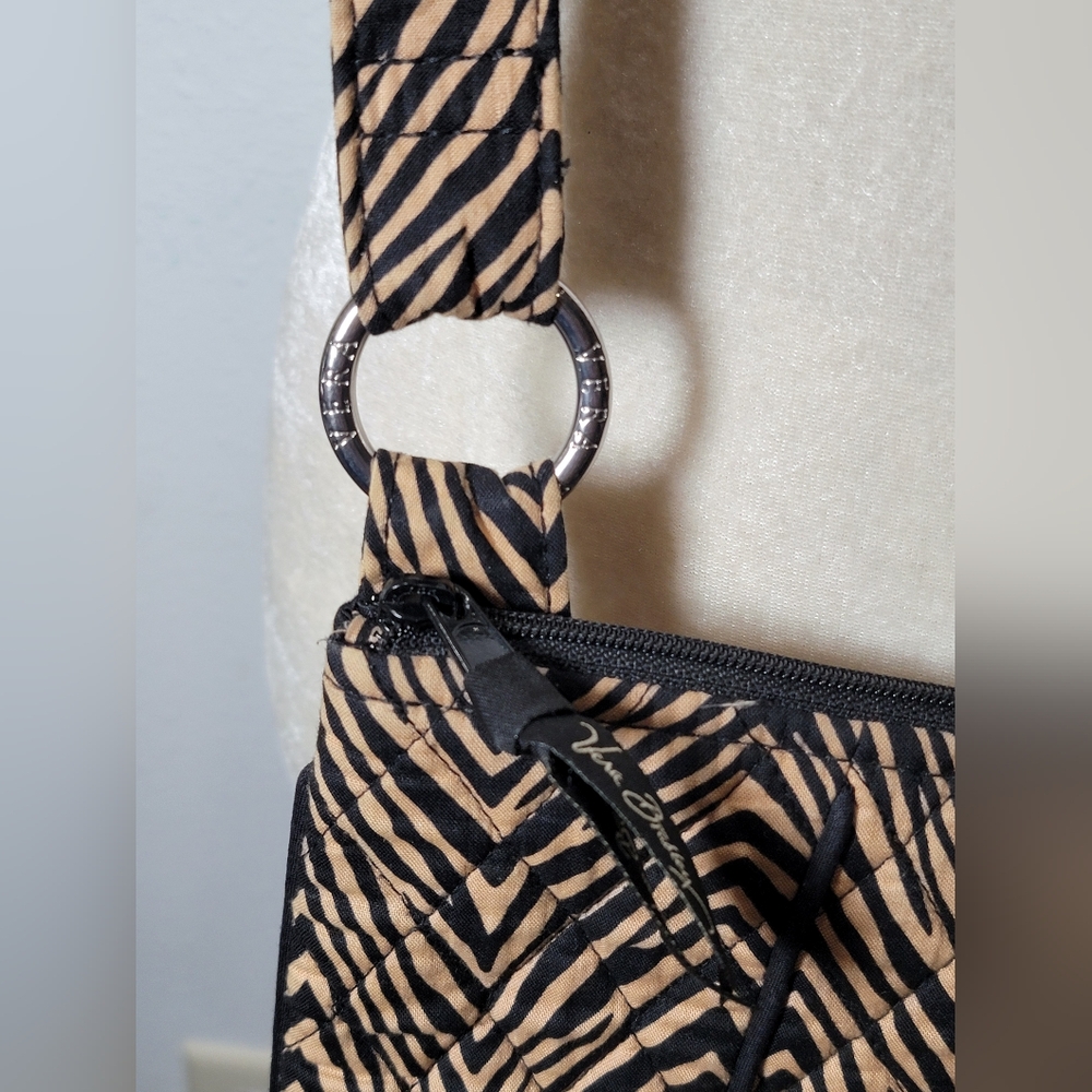 SOLD Vera Bradley Zip Hipster Zebra Tiger Print Crossbody Bag Purse Tan Black - Picture 4 of 14